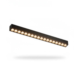 LAMPARA LINEAL 18W 33CM PARA RIEL MAGNETICO C/OPTICA ABIERTA 3500K NEGRA LUMISTAR LED371