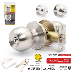 CERRADURA DE POMO TUBULAR CON LLAVES DL-6871B-SS