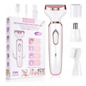 MAQUINA DE AFEITAR RECARGABLE USB 4 EN 1 BLANCA P/DAMA
