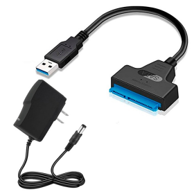 CABLE ADAPTADOR USB 3.0 A SATA PARA DISCO DURO C/ADAPTADOR FUENTE 12VDC 2 AMP