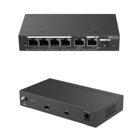 SWITCH ADMINISTRADO 6 PUERTOS GIGABIT (4 POE+) 54W METAL DESKTOP RUIJIE REYEE RG-ES206GS-P