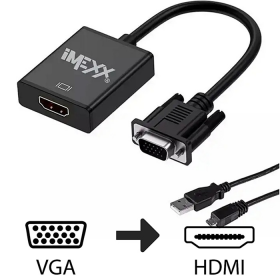 CABLE ADAPTADOR VGA MACHO A HDMI HEMBRA CON AUDIO Y CABLE USB IMEXX IME-10474