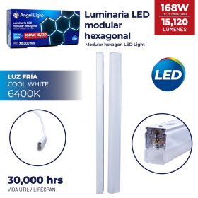 LAMPARA LED D/TECHO MODULAR HEXAGONAL ANGEL LIGHT 6400K 27 LUMINARIAS 168W C/CONECTORES