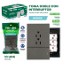 TOMACORRIENTE DOBLE CON INTERRUPTOR GRIS NORDIK TROEN 110V-250V TR-HTP-1K6C