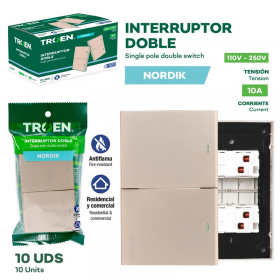 INTERRUPTOR DOBLE ORO CHAMPAGNE NORDIK TROEN TR-HTG-2K