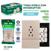 TOMACORRIENTE DOBLE CON INTERRUPTOR ORO CHAMPAGNE NORDIK TROEN 110V-250V TR-HTP-2K6C