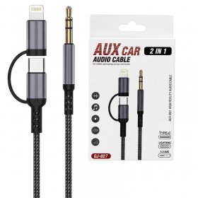 COMBO DE CABLE 2 EN 1 (AUX 3.5 A TIPO C + ADAPTADOR LIGHTNING) GJ-027