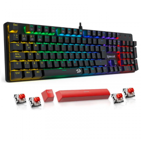 TECLADO REDRAGON GAMER MECANICO RGB FULL SIZE C/SWICH RED ESPAÑOL SINDRI K671-SP