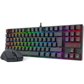 KIT REDRAGON GAMER TECLADO MECANICO RGB KUMARA TKL+MOUSE M724 NEGRO S145