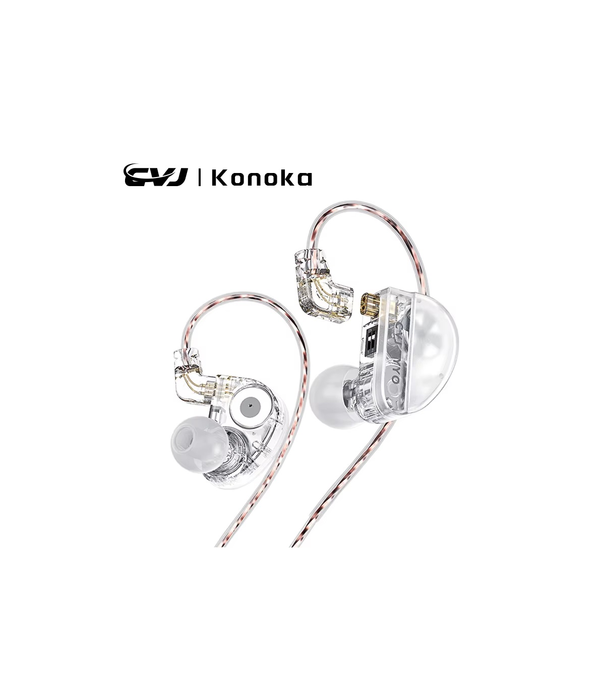 AUDIFONO MONITOR IN EAR KONOKA 3D HIFI HIBRIDO C/MICROFONO BLANCO CVJ 