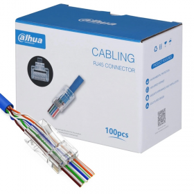 PAQUETE DE 100 CONECTORES RJ45 PASANTE CAT6 15U 21 AWG - 23 AWG DAHUA