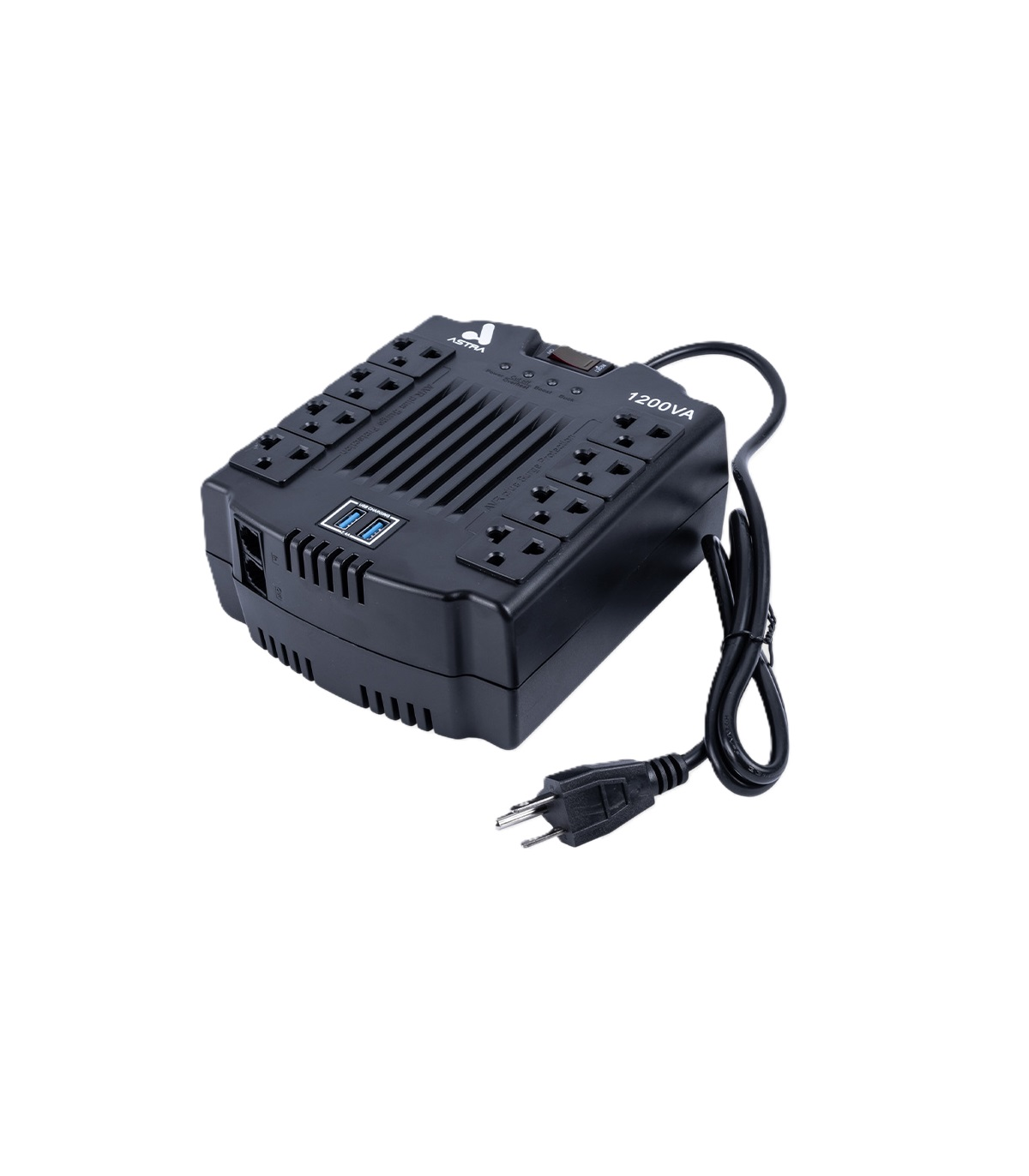 REGULADOR DE VOLTAJE ASTRA ASRV1200VA 1200VA 600W 120VCA 8 TOMAS+2 USB