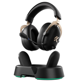AUDIFONO MCHOSE GAMER V9 TURBO+ INALAMB BLK GLD RGB CANC. DE RUIDO IA C/BASE CARGA MAGNETICA HW-V9-1