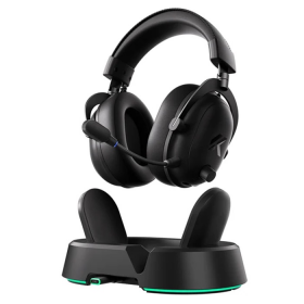 AUDIFONO MCHOSE GAMER V9 TURBO+ INALAMB STEEL BLK RGB CANC. DE RUIDO IA C/BASE CARGA MAGNETICA HW-V9