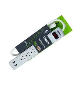 REGLETA ELECTRICA TROEN J1502 2 USB 60CM 6 TOMAS