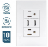 TOMACORRIENTE DOBLE BLANCO CON 2 USB MARCA TROEN ETW-6C2U