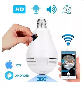 CAMARA ESPIA IP WIFI PANORAMA 360 GRADOS BOMBILLO LED AUDIO