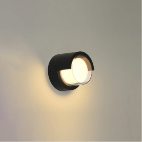 APLIQUE LAMPARA LED DE PARED DECORATIVA REDONDA NEGRA 10W LUZ CALIDA