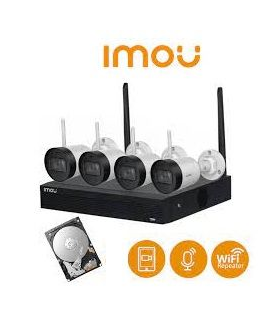 KIT CAMARAS IP NVR WIFI 4CH 1080P 4 CAM+ DISCO DURO 1TB IMOU AUDIO BIDIRECCIONAL