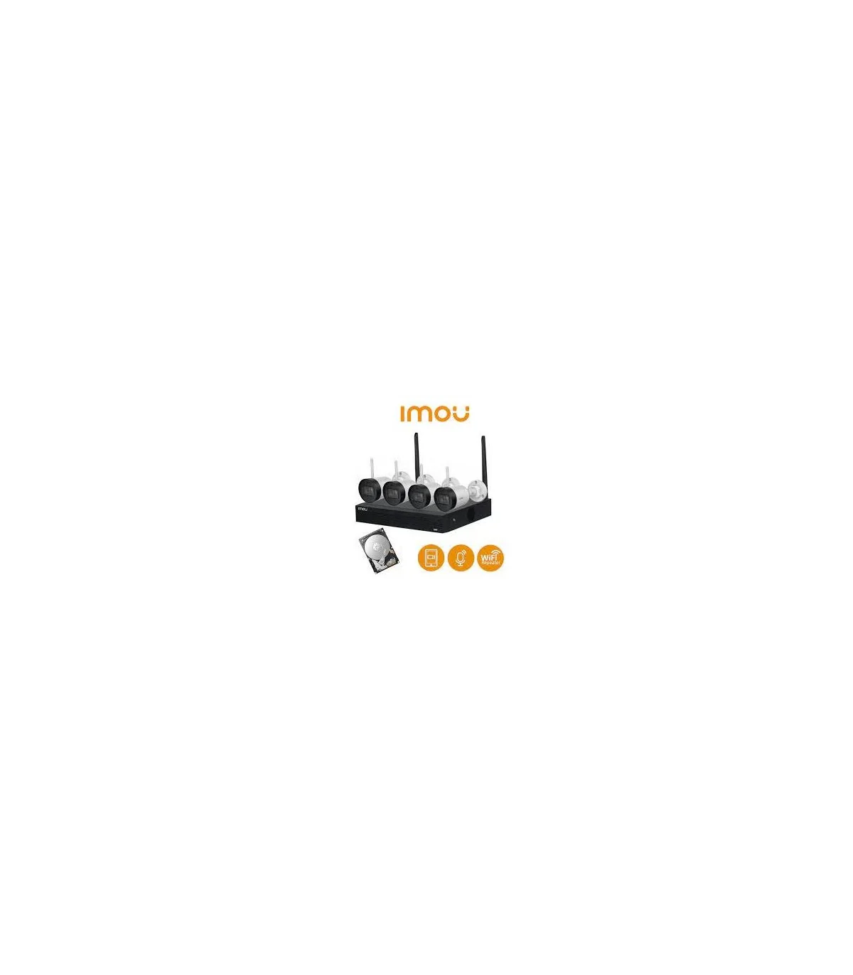 KIT CAMARAS IP NVR WIFI 4CH 1080P 4 CAM+ DISCO DURO 1TB IMOU AUDIO BIDIRECCIONAL