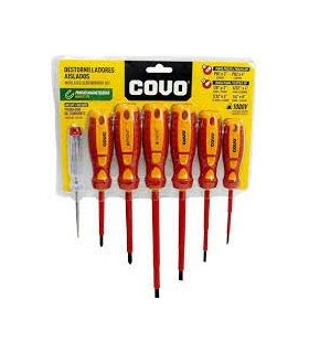SET DE 7 DESTORNILLADORES INSULADOS PARA ELECTRICISTA COVO + PRO