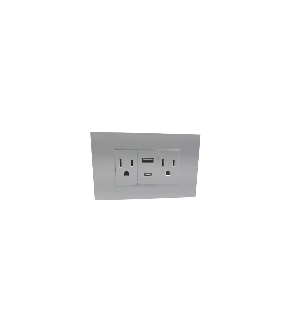 TOMACORRIENTE DOBLE BLANCO CON USB + TIPO C MARCA TROEN ETW-6C1T