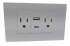 TOMACORRIENTE DOBLE PLATEADO CON USB + TIPO C MARCA TROEN ETP-6C