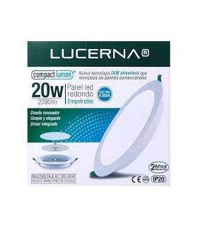 PANEL LED REDONDO 8 PULG 20W EMPOTRAR 6500K COMPACT LUMEN LUCERNA 