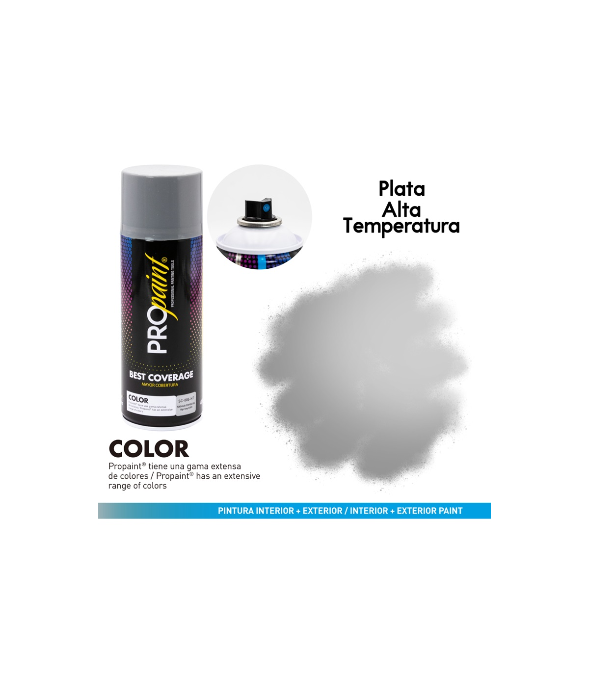 PINTURA EN AEROSOL PLATA ALTA TEMPERATURA MARCA PROPAINT 