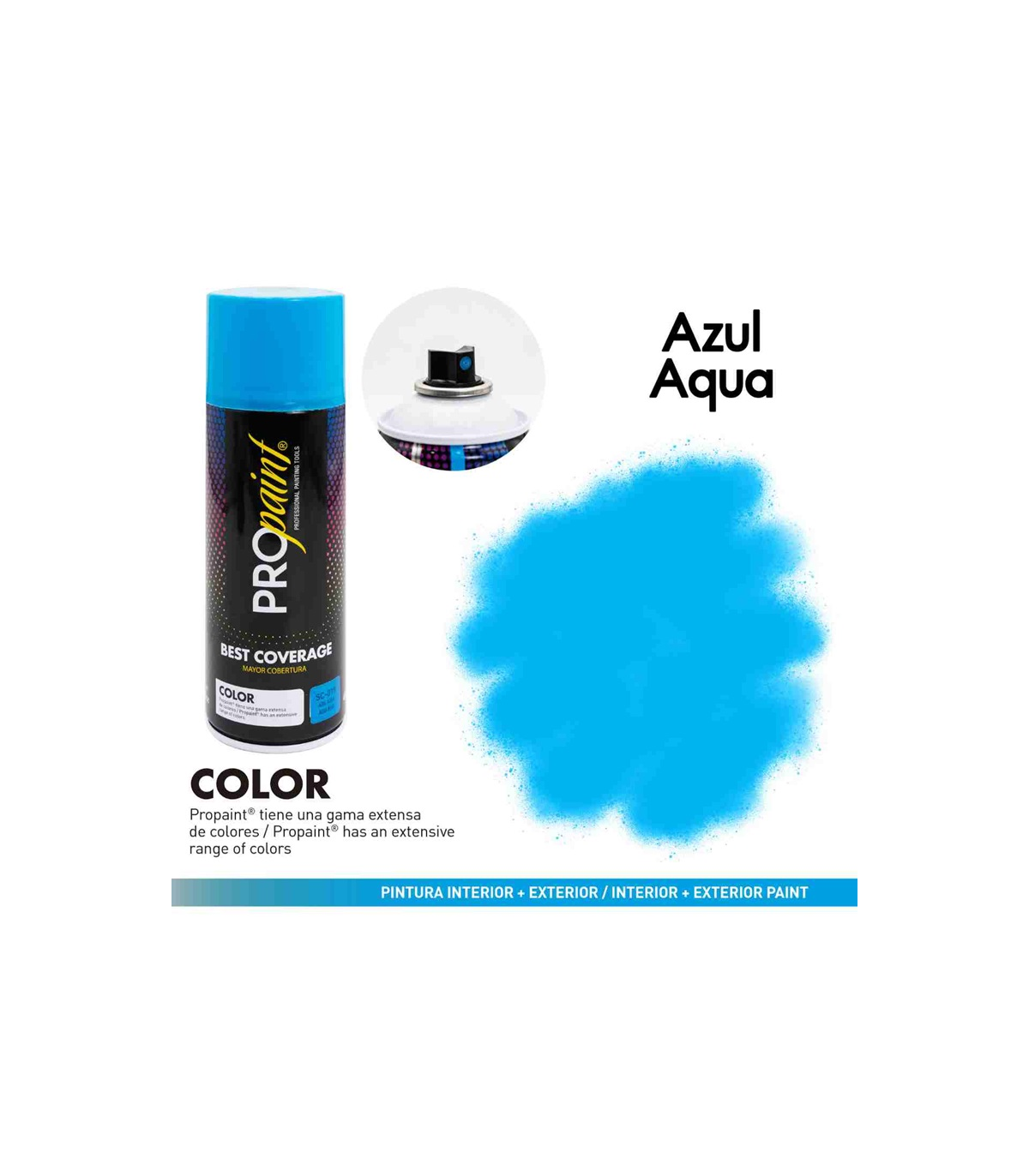 PINTURA EN AEROSOL AZUL AQUA/AQUA BLUE MARCA PROPAINT 