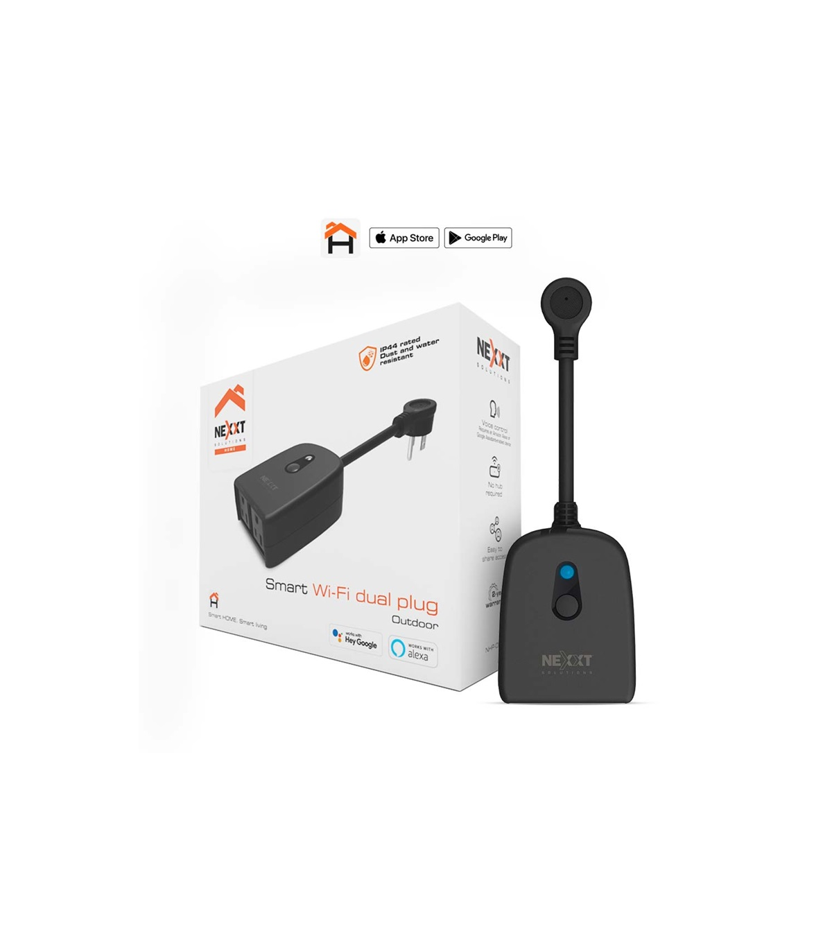 TOMACORRIENTE INTELIGENTE DUAL PARA EXTERIOR WIFI NEXXT